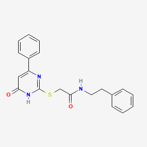 molecular formula C20H19N3O2S B2964335 2-[(4-oxo-6-phenyl-1,4-dihydropyrimidin-2-yl)sulfanyl]-N-(2-phenylethyl)acetamide CAS No. 518017-85-1