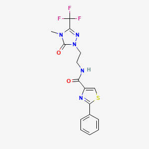 N-(2-(4-methyl-5-oxo-3-(trifluoromethyl)-4,5-dihydro-1H-1,2,4-triazol-1-yl)ethyl)-2-phenylthiazole-4-carboxamide