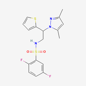 molecular formula C17H17F2N3O2S2 B2964348 N-(2-(3,5-dimethyl-1H-pyrazol-1-yl)-2-(thiophen-2-yl)ethyl)-2,5-difluorobenzenesulfonamide CAS No. 2034269-13-9