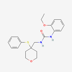 molecular formula C21H26N2O3S B2964353 1-(2-ethoxyphenyl)-3-((4-(phenylthio)tetrahydro-2H-pyran-4-yl)methyl)urea CAS No. 1797727-08-2
