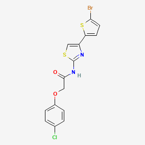 molecular formula C15H10BrClN2O2S2 B2964357 N-[4-(5-bromothiophen-2-yl)-1,3-thiazol-2-yl]-2-(4-chlorophenoxy)acetamide CAS No. 330201-63-3