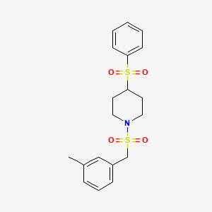 molecular formula C19H23NO4S2 B2964359 1-((3-Methylbenzyl)sulfonyl)-4-(phenylsulfonyl)piperidine CAS No. 1448124-32-0