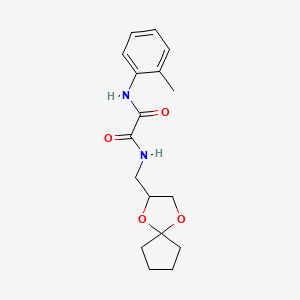 molecular formula C17H22N2O4 B2964361 N1-(1,4-二氧杂螺[4.4]壬烷-2-基甲基)-N2-(邻甲苯基)草酰胺 CAS No. 899963-21-4