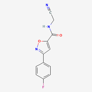 molecular formula C12H8FN3O2 B2964362 N-(Cyanomethyl)-3-(4-fluorophenyl)-1,2-oxazole-5-carboxamide CAS No. 2361877-62-3