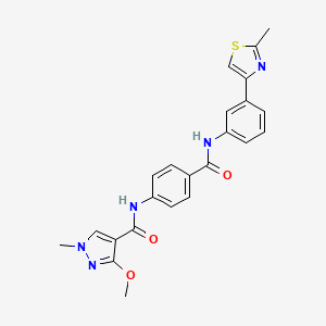 molecular formula C23H21N5O3S B2964364 3-methoxy-1-methyl-N-(4-((3-(2-methylthiazol-4-yl)phenyl)carbamoyl)phenyl)-1H-pyrazole-4-carboxamide CAS No. 1207000-16-5
