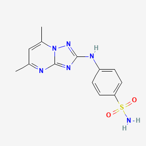molecular formula C13H14N6O2S B2964369 4-[(5,7-二甲基[1,2,4]三唑并[1,5-a]嘧啶-2-基)氨基]苯磺酰胺 CAS No. 937622-95-2