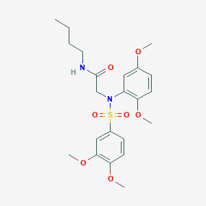 molecular formula C22H30N2O7S B296437 N-butyl-2-{[(3,4-dimethoxyphenyl)sulfonyl]-2,5-dimethoxyanilino}acetamide 