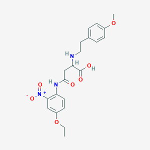 molecular formula C21H25N3O7 B2964370 4-((4-Ethoxy-2-nitrophenyl)amino)-2-((4-methoxyphenethyl)amino)-4-oxobutanoic acid CAS No. 1104225-63-9