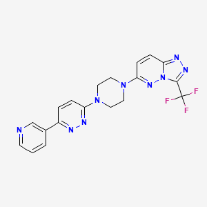 molecular formula C19H16F3N9 B2964371 6-[4-(6-Pyridin-3-ylpyridazin-3-yl)piperazin-1-yl]-3-(trifluoromethyl)-[1,2,4]triazolo[4,3-b]pyridazine CAS No. 2380189-89-7
