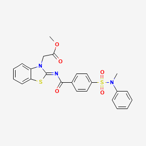molecular formula C24H21N3O5S2 B2964376 Methyl 2-[2-[4-[methyl(phenyl)sulfamoyl]benzoyl]imino-1,3-benzothiazol-3-yl]acetate CAS No. 865197-75-7