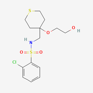 molecular formula C14H20ClNO4S2 B2964382 2-chloro-N-((4-(2-hydroxyethoxy)tetrahydro-2H-thiopyran-4-yl)methyl)benzenesulfonamide CAS No. 2309568-50-9
