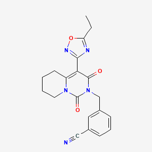 molecular formula C20H19N5O3 B2964389 3-{[4-(5-ethyl-1,2,4-oxadiazol-3-yl)-1,3-dioxo-5,6,7,8-tetrahydro-1H-pyrido[1,2-c]pyrimidin-2(3H)-yl]methyl}benzonitrile CAS No. 1775507-77-1