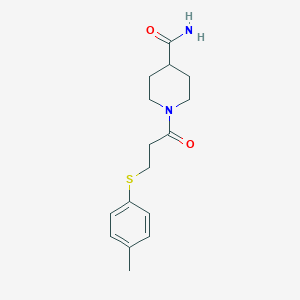 molecular formula C16H22N2O2S B296439 1-(3-p-Tolylsulfanyl-propionyl)-piperidine-4-carboxylic acid amide 