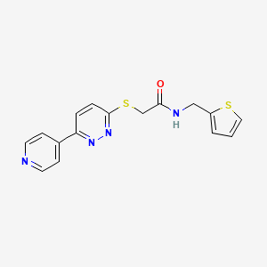 molecular formula C16H14N4OS2 B2964390 2-((6-(pyridin-4-yl)pyridazin-3-yl)thio)-N-(thiophen-2-ylmethyl)acetamide CAS No. 1209879-78-6