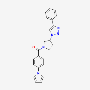 molecular formula C23H21N5O B2964397 (4-(1H-pyrrol-1-yl)phenyl)(3-(4-phenyl-1H-1,2,3-triazol-1-yl)pyrrolidin-1-yl)methanone CAS No. 2034488-77-0