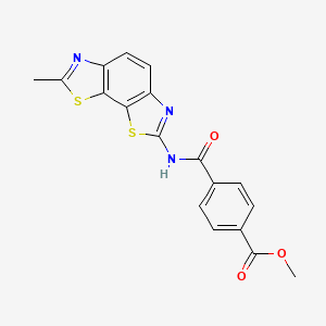molecular formula C18H13N3O3S2 B2964400 Methyl 4-[(7-methyl-[1,3]thiazolo[4,5-g][1,3]benzothiazol-2-yl)carbamoyl]benzoate CAS No. 361480-76-4