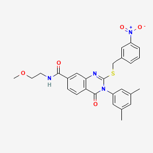 3-(3,5-dimethylphenyl)-N-(2-methoxyethyl)-2-((3-nitrobenzyl)thio)-4-oxo-3,4-dihydroquinazoline-7-carboxamide