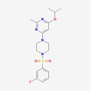 molecular formula C18H23FN4O3S B2964407 4-(4-((3-Fluorophenyl)sulfonyl)piperazin-1-yl)-6-isopropoxy-2-methylpyrimidine CAS No. 946302-38-1
