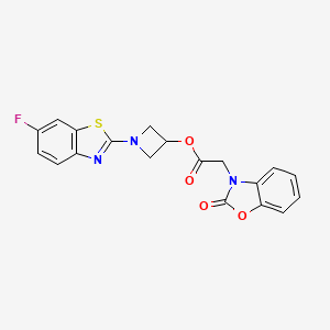 molecular formula C19H14FN3O4S B2964408 1-(6-fluorobenzo[d]thiazol-2-yl)azetidin-3-yl 2-(2-oxobenzo[d]oxazol-3(2H)-yl)acetate CAS No. 1396869-42-3