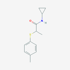 molecular formula C13H17NOS B296441 N-cyclopropyl-2-[(4-methylphenyl)sulfanyl]propanamide 