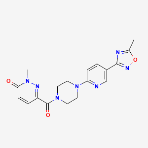 molecular formula C18H19N7O3 B2964410 2-甲基-6-(4-(5-(5-甲基-1,2,4-恶二唑-3-基)吡啶-2-基)哌嗪-1-羰基)吡嗪-3(2H)-酮 CAS No. 1396793-43-3