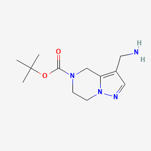 molecular formula C12H20N4O2 B2964412 tert-Butyl 3-(aminomethyl)-6,7-dihydropyrazolo[1,5-a]pyrazine-5(4H)-carboxylate CAS No. 1391733-77-9