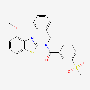 molecular formula C24H22N2O4S2 B2964416 N-benzyl-N-(4-methoxy-7-methylbenzo[d]thiazol-2-yl)-3-(methylsulfonyl)benzamide CAS No. 941878-05-3