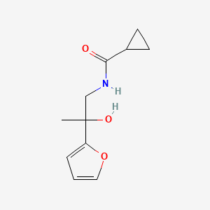 molecular formula C11H15NO3 B2964419 N-(2-(呋喃-2-基)-2-羟基丙基)环丙烷甲酰胺 CAS No. 1396747-81-1