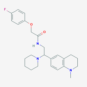 molecular formula C25H32FN3O2 B2964427 2-(4-fluorophenoxy)-N-(2-(1-methyl-1,2,3,4-tetrahydroquinolin-6-yl)-2-(piperidin-1-yl)ethyl)acetamide CAS No. 921902-51-4
