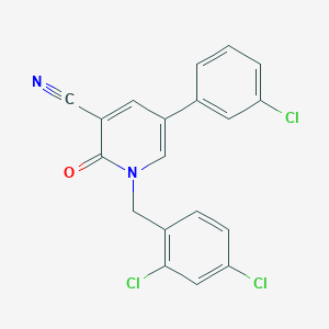 molecular formula C19H11Cl3N2O B2964437 5-(3-Chlorophenyl)-1-(2,4-dichlorobenzyl)-2-oxo-1,2-dihydro-3-pyridinecarbonitrile CAS No. 338954-88-4