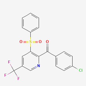 molecular formula C19H11ClF3NO3S B2964439 (4-Chlorophenyl)[3-(phenylsulfonyl)-5-(trifluoromethyl)-2-pyridinyl]methanone CAS No. 338960-06-8