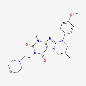 molecular formula C23H30N6O4 B2964440 9-(4-methoxyphenyl)-1,7-dimethyl-3-(2-morpholin-4-ylethyl)-7,8-dihydro-6H-purino[7,8-a]pyrimidine-2,4-dione CAS No. 848734-68-9