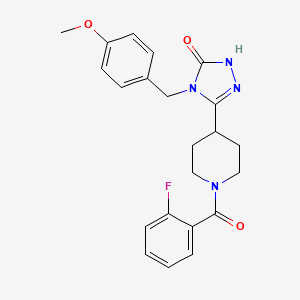 molecular formula C22H23FN4O3 B2964442 5-[1-(2-fluorobenzoyl)piperidin-4-yl]-4-(4-methoxybenzyl)-2,4-dihydro-3H-1,2,4-triazol-3-one CAS No. 1775507-37-3