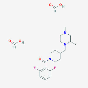 molecular formula C21H31F2N3O5 B2964450 (2,6-二氟苯基)(4-((2,4-二甲基哌嗪-1-基)甲基)哌啶-1-基)甲酮二甲酸酯 CAS No. 1421452-85-8