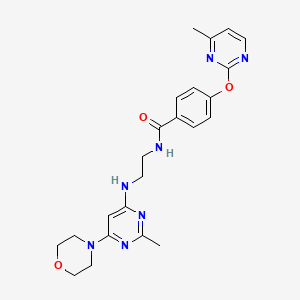 molecular formula C23H27N7O3 B2964452 N-(2-((2-methyl-6-morpholinopyrimidin-4-yl)amino)ethyl)-4-((4-methylpyrimidin-2-yl)oxy)benzamide CAS No. 1334373-05-5