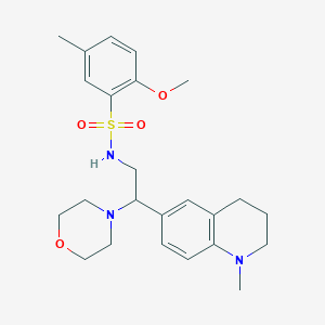 molecular formula C24H33N3O4S B2964453 2-甲氧基-5-甲基-N-(2-(1-甲基-1,2,3,4-四氢喹啉-6-基)-2-吗啉乙基)苯磺酰胺 CAS No. 946241-20-9