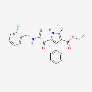 molecular formula C23H21ClN2O4 B2964455 ethyl 5-(2-((2-chlorobenzyl)amino)-2-oxoacetyl)-2-methyl-4-phenyl-1H-pyrrole-3-carboxylate CAS No. 1105204-97-4