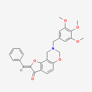 molecular formula C27H25NO6 B2964462 (Z)-2-benzylidene-8-(3,4,5-trimethoxybenzyl)-8,9-dihydro-2H-benzofuro[7,6-e][1,3]oxazin-3(7H)-one CAS No. 951983-37-2