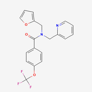 molecular formula C19H15F3N2O3 B2964465 N-(呋喃-2-基甲基)-N-(吡啶-2-基甲基)-4-(三氟甲氧基)苯甲酰胺 CAS No. 1396628-31-1