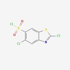 molecular formula C7H2Cl3NO2S2 B2964480 2,5-二氯-1,3-苯并噻唑-6-磺酰氯 CAS No. 2230807-58-4