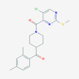 molecular formula C20H22ClN3O2S B2964498 5-Chloro-4-[4-(2,4-dimethylbenzoyl)piperidine-1-carbonyl]-2-(methylsulfanyl)pyrimidine CAS No. 1197757-23-5