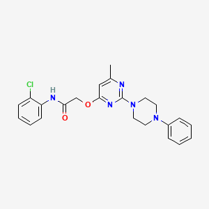 molecular formula C23H24ClN5O2 B2964501 N-(2-chlorophenyl)-2-{[6-methyl-2-(4-phenylpiperazin-1-yl)pyrimidin-4-yl]oxy}acetamide CAS No. 1251687-48-5