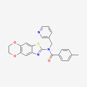 N-(6,7-dihydro-[1,4]dioxino[2,3-f][1,3]benzothiazol-2-yl)-4-methyl-N-(pyridin-3-ylmethyl)benzamide