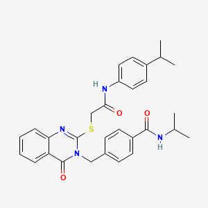 4-({4-oxo-2-[({[4-(propan-2-yl)phenyl]carbamoyl}methyl)sulfanyl]-3,4-dihydroquinazolin-3-yl}methyl)-N-(propan-2-yl)benzamide