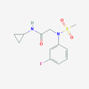 molecular formula C12H15FN2O3S B296451 N-cyclopropyl-2-[3-fluoro(methylsulfonyl)anilino]acetamide 