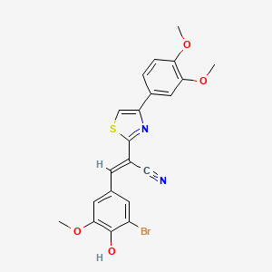 molecular formula C21H17BrN2O4S B2964511 (E)-3-(3-bromo-4-hydroxy-5-methoxyphenyl)-2-(4-(3,4-dimethoxyphenyl)thiazol-2-yl)acrylonitrile CAS No. 683254-67-3