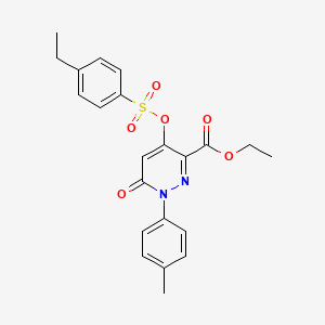 molecular formula C22H22N2O6S B2964513 Ethyl 4-(((4-ethylphenyl)sulfonyl)oxy)-6-oxo-1-(p-tolyl)-1,6-dihydropyridazine-3-carboxylate CAS No. 899728-22-4