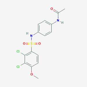 molecular formula C15H14Cl2N2O4S B296452 N-(4-{[(2,3-dichloro-4-methoxyphenyl)sulfonyl]amino}phenyl)acetamide 