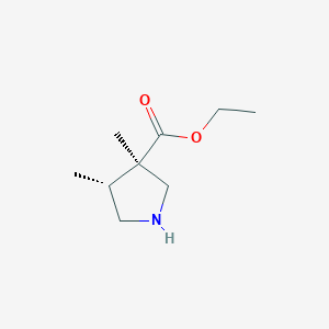 molecular formula C9H17NO2 B2964521 Ethyl (3R,4R)-3,4-dimethylpyrrolidine-3-carboxylate CAS No. 1820034-85-2
