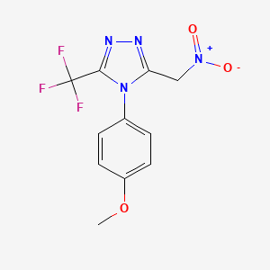 molecular formula C11H9F3N4O3 B2964534 4-(4-methoxyphenyl)-3-(nitromethyl)-5-(trifluoromethyl)-4H-1,2,4-triazole CAS No. 338394-03-9